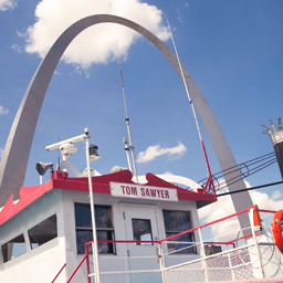 Riverboat Deck with Gateway Arch in Background