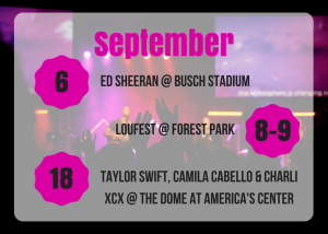 September Concert Line Up graphic