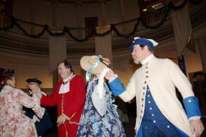 Visitors Dance in the Old Courthouse Rotunda at George Washington's Birthday Ball Event
