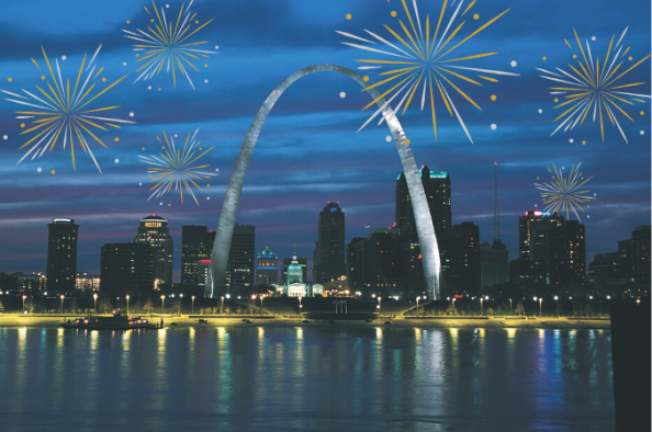 Fireworks at the Gateway Arch