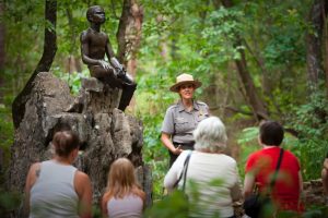 Park ranger speaking with visitors at George Washington Carver National Monument