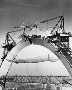 The final piece of the Gateway Arch monument is inserted on October 28, 1965.